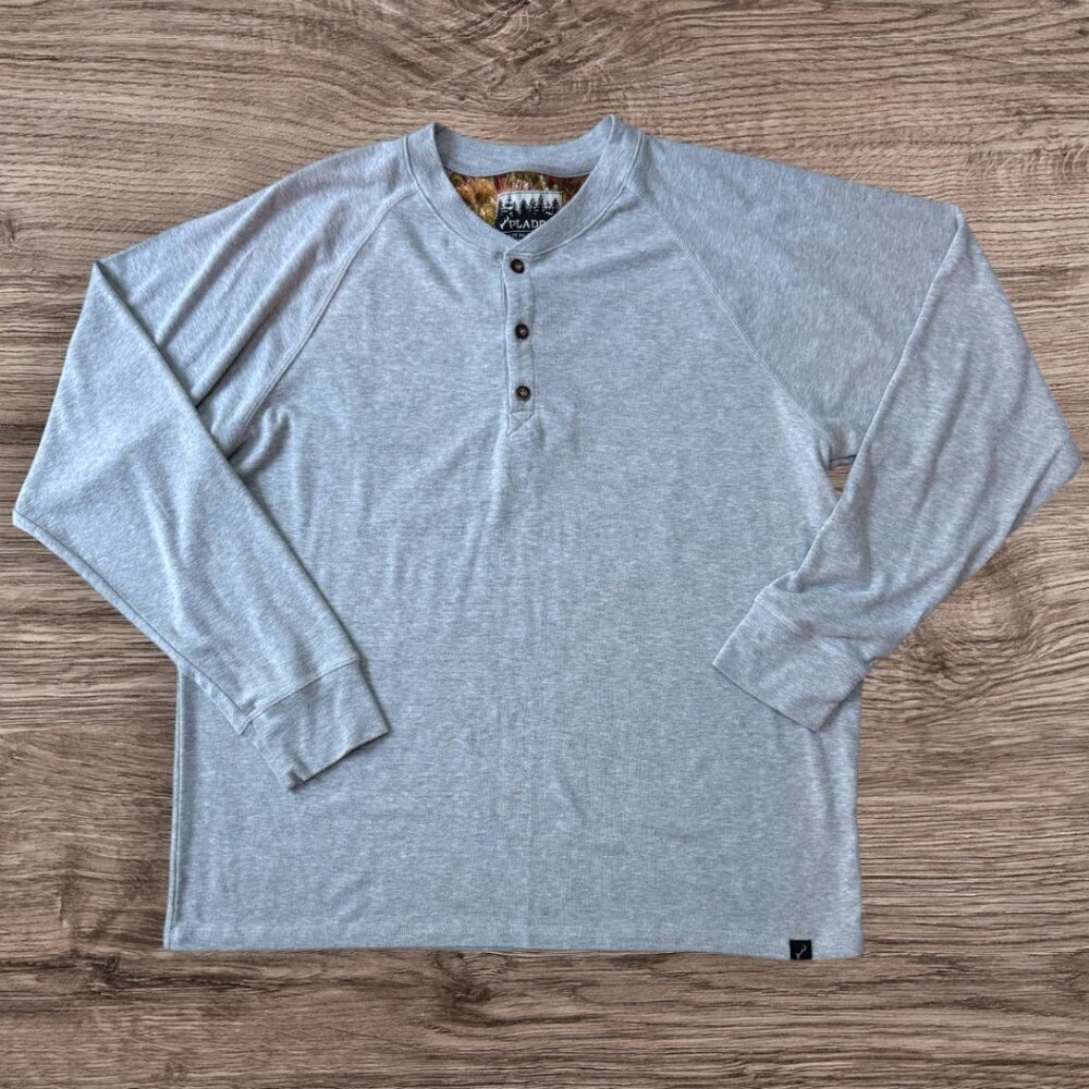 PLADRA Mens ELKO Crew Neck Henley Style Gray Knit T-Shirt Top XL